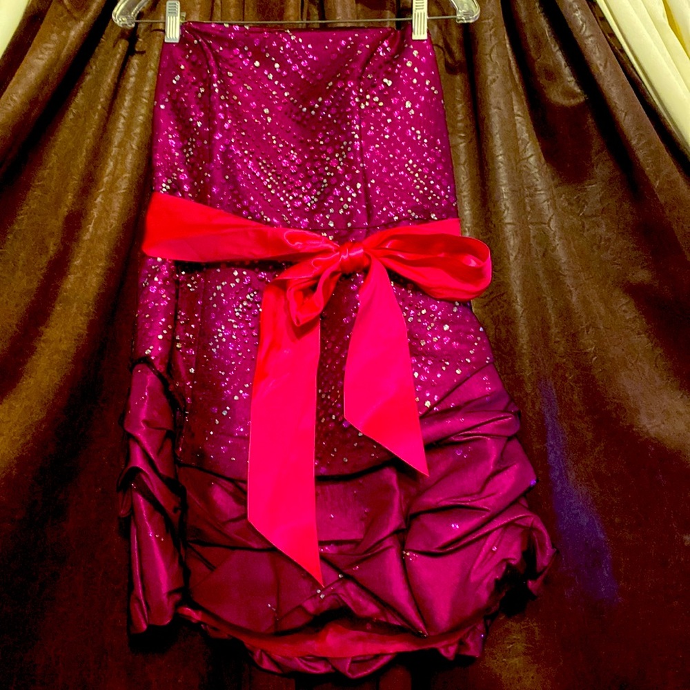 Purple pink and silver short formal